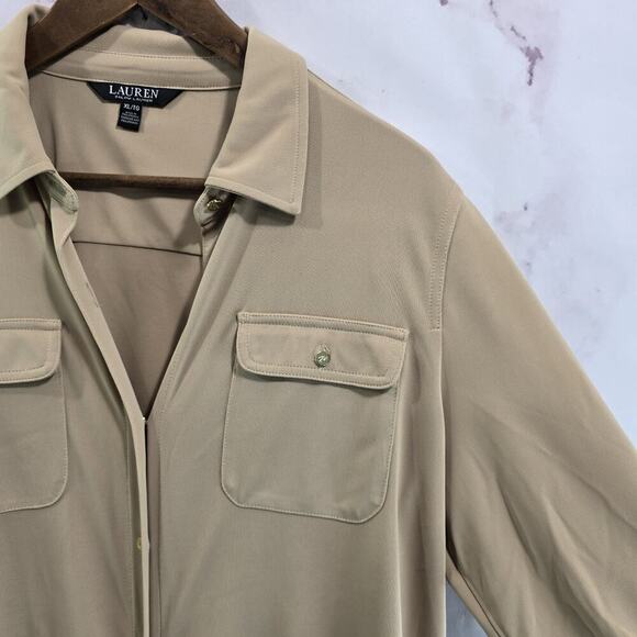 LRL Ralph Lauren Skirt Set Womens XL 2X Tan Beige Button Up Outfit Two Piece - Picture 16 of 16